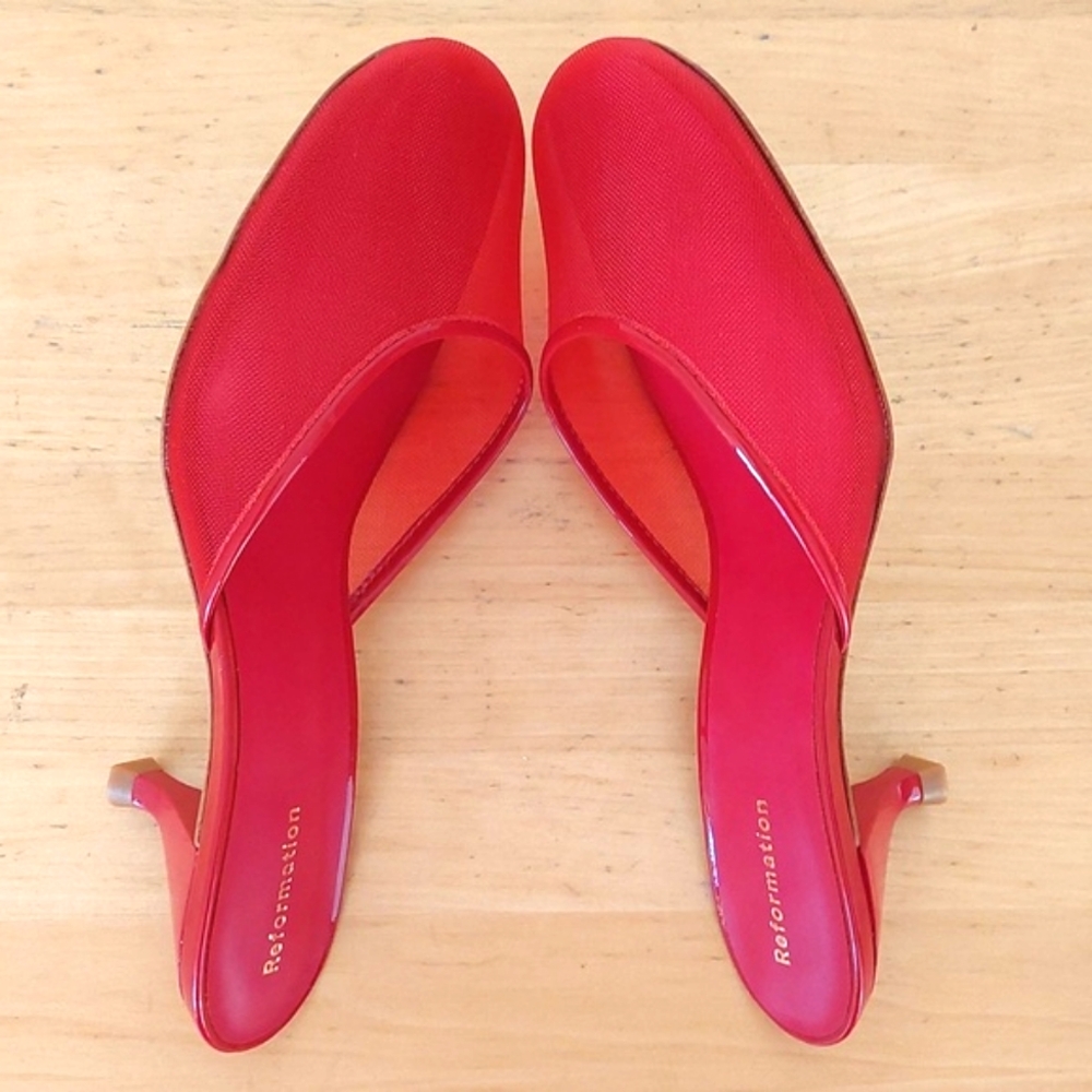 Reformation Red Mesh Sandals - Picture 8 of 15